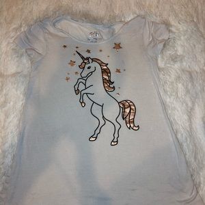 Justice Ivory Gold Unicorn Shirt SZ 10